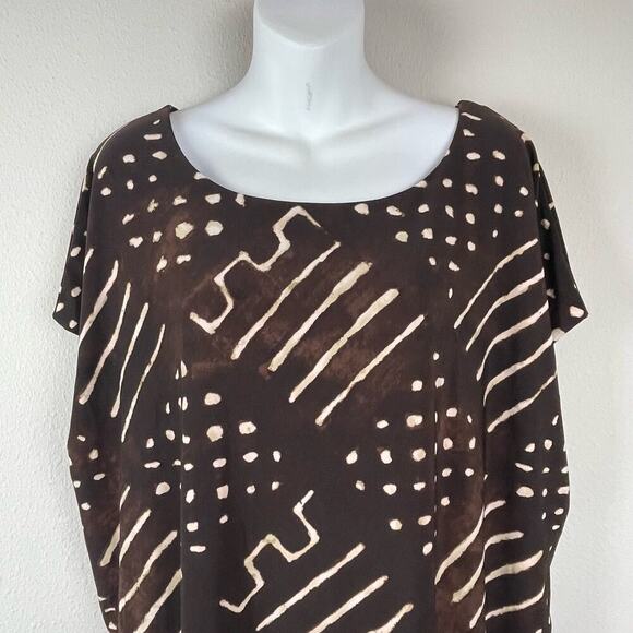 Lauren Ralph Lauren Boat Neck Shift Dress Size 1X Brown Beige Print Sleeveless - Picture 3 of 7